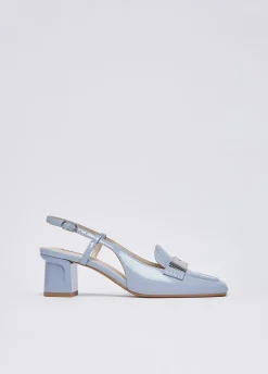Mocassini slingback in vernice