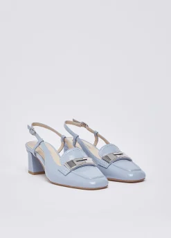 Mocassini slingback in vernice