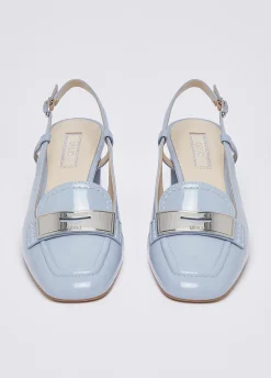 Mocassini slingback in vernice
