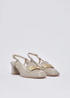 Mocassini slingback in vernice