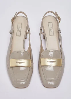 Mocassini slingback in vernice