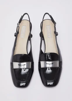 Mocassini slingback in vernice
