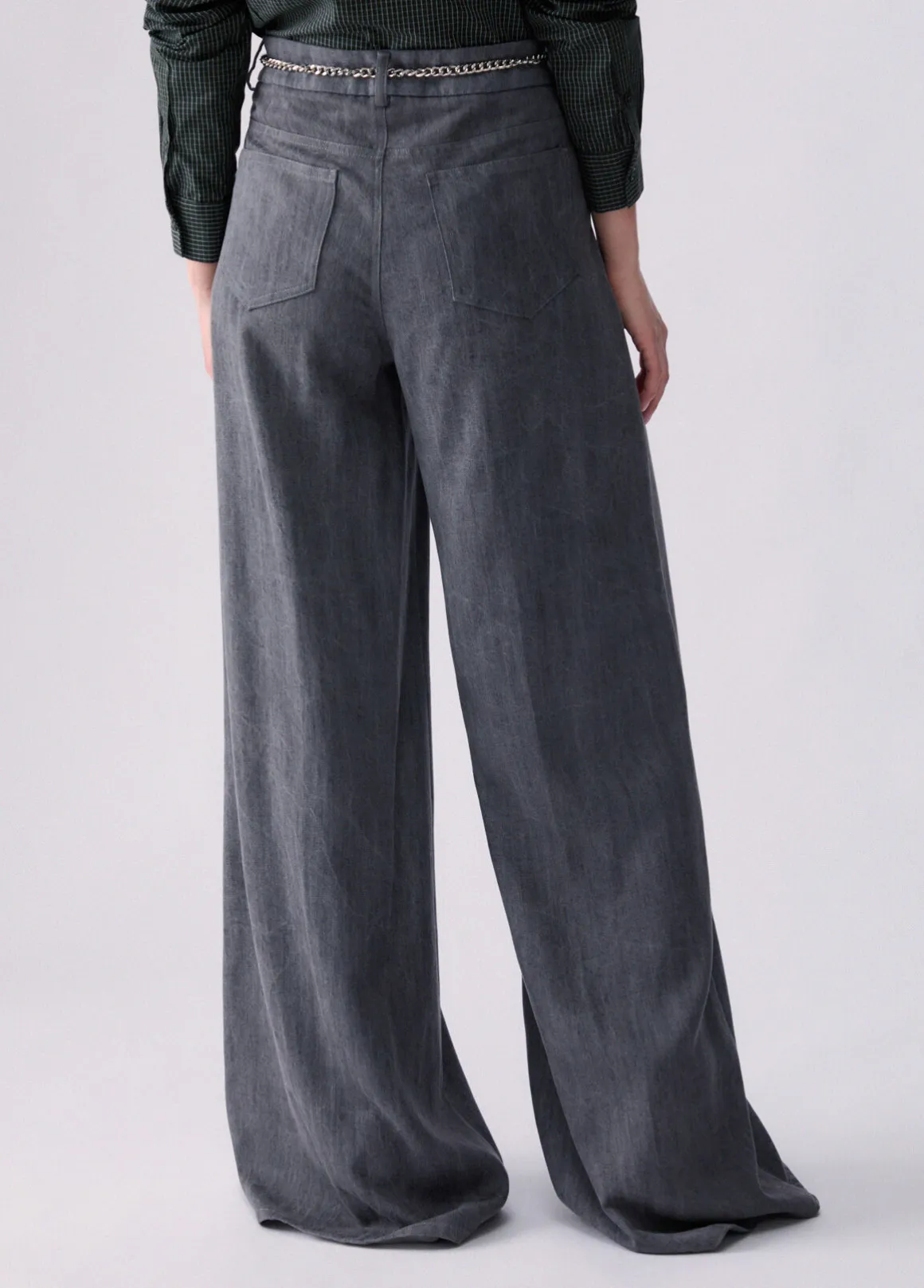 Pantalone flare con cintura