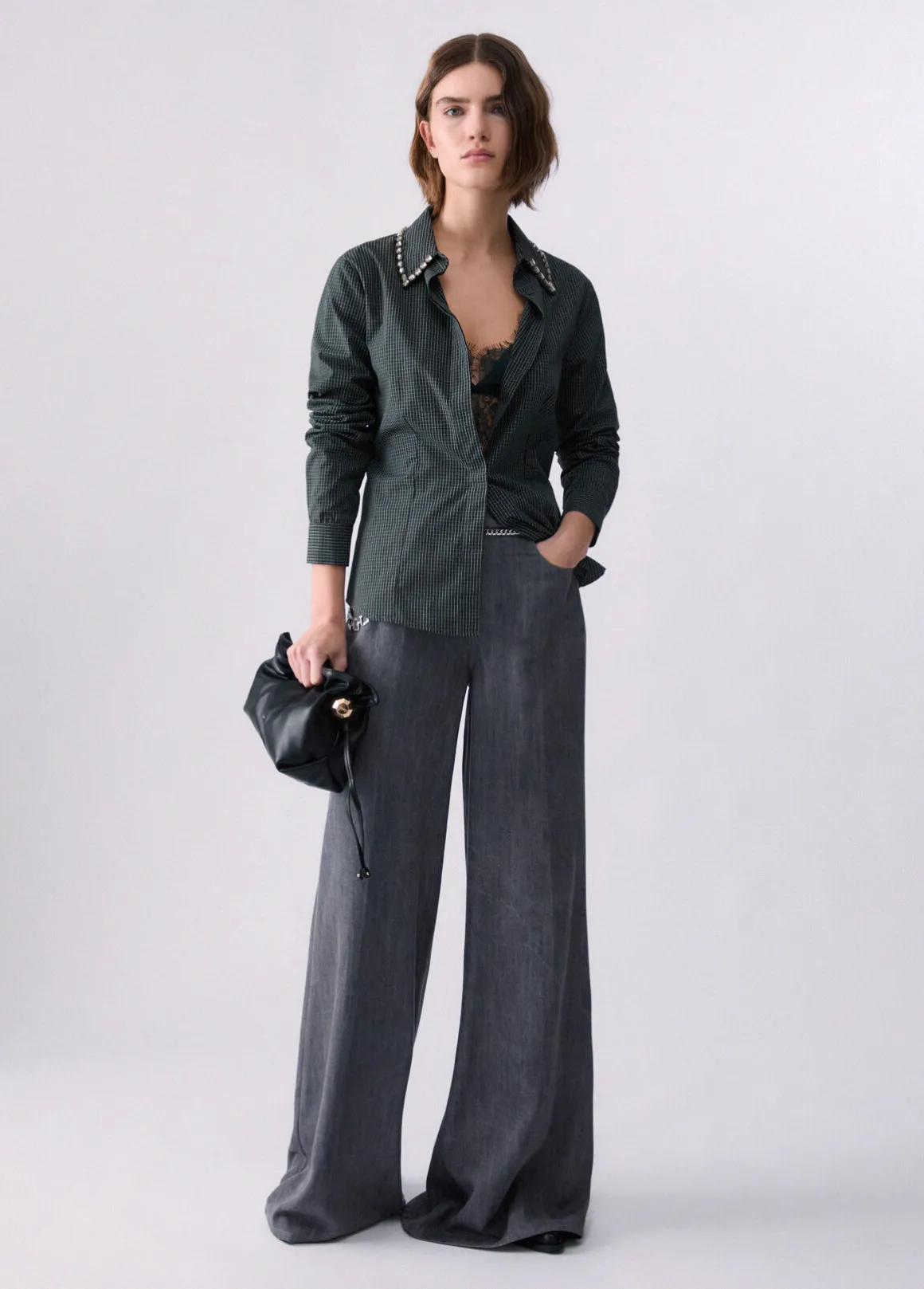 Pantalone flare con cintura