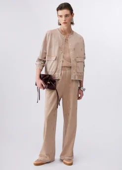 Pantalone in jersey délavé con strass