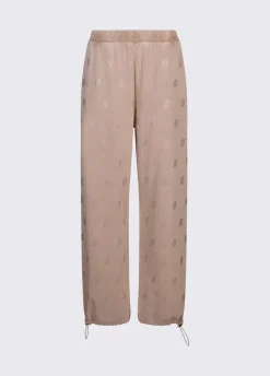 Pantalone in jersey délavé con strass