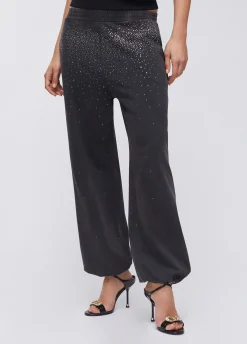 Pantalone in jersey délavé con strass