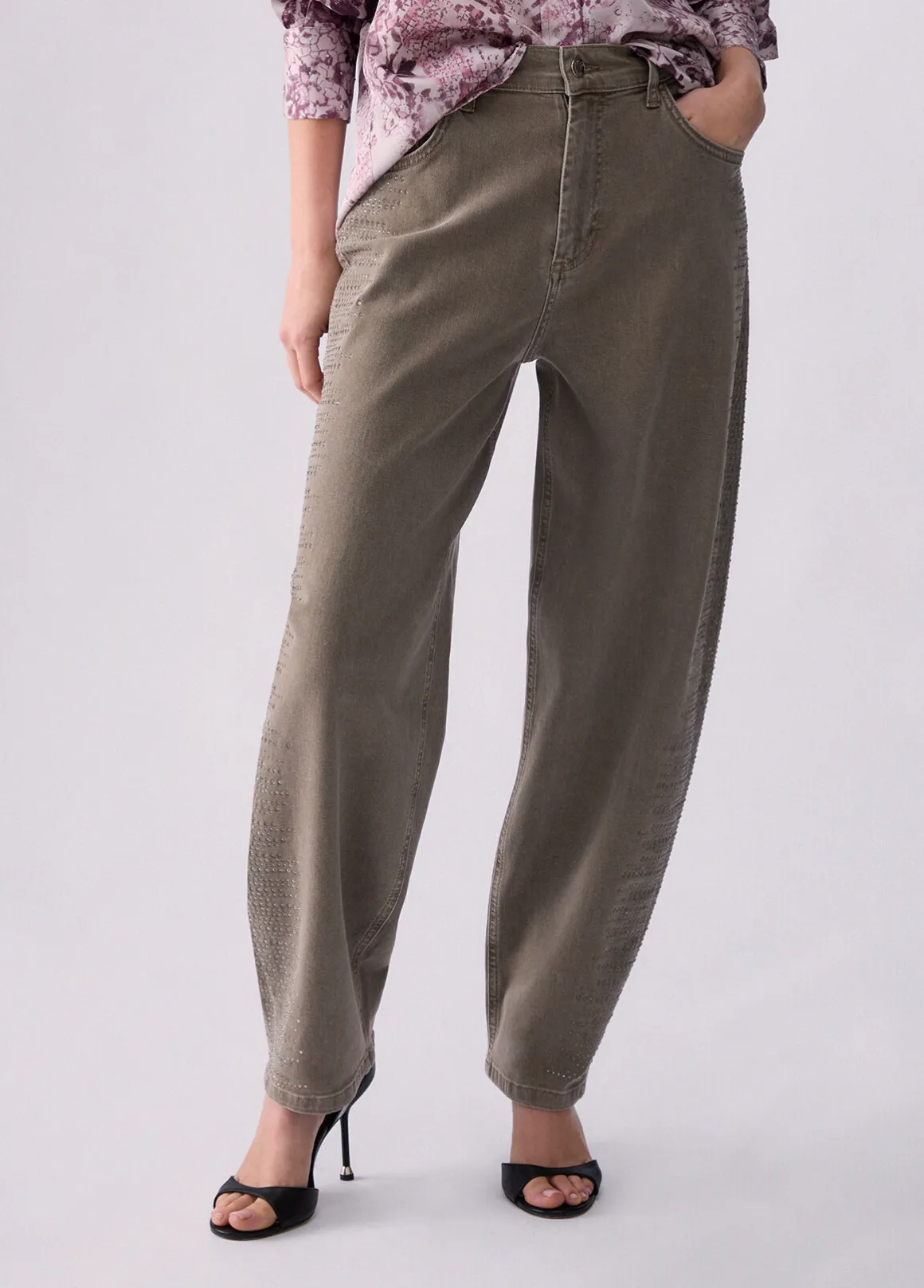 Pantaloni balloon con micro-strass