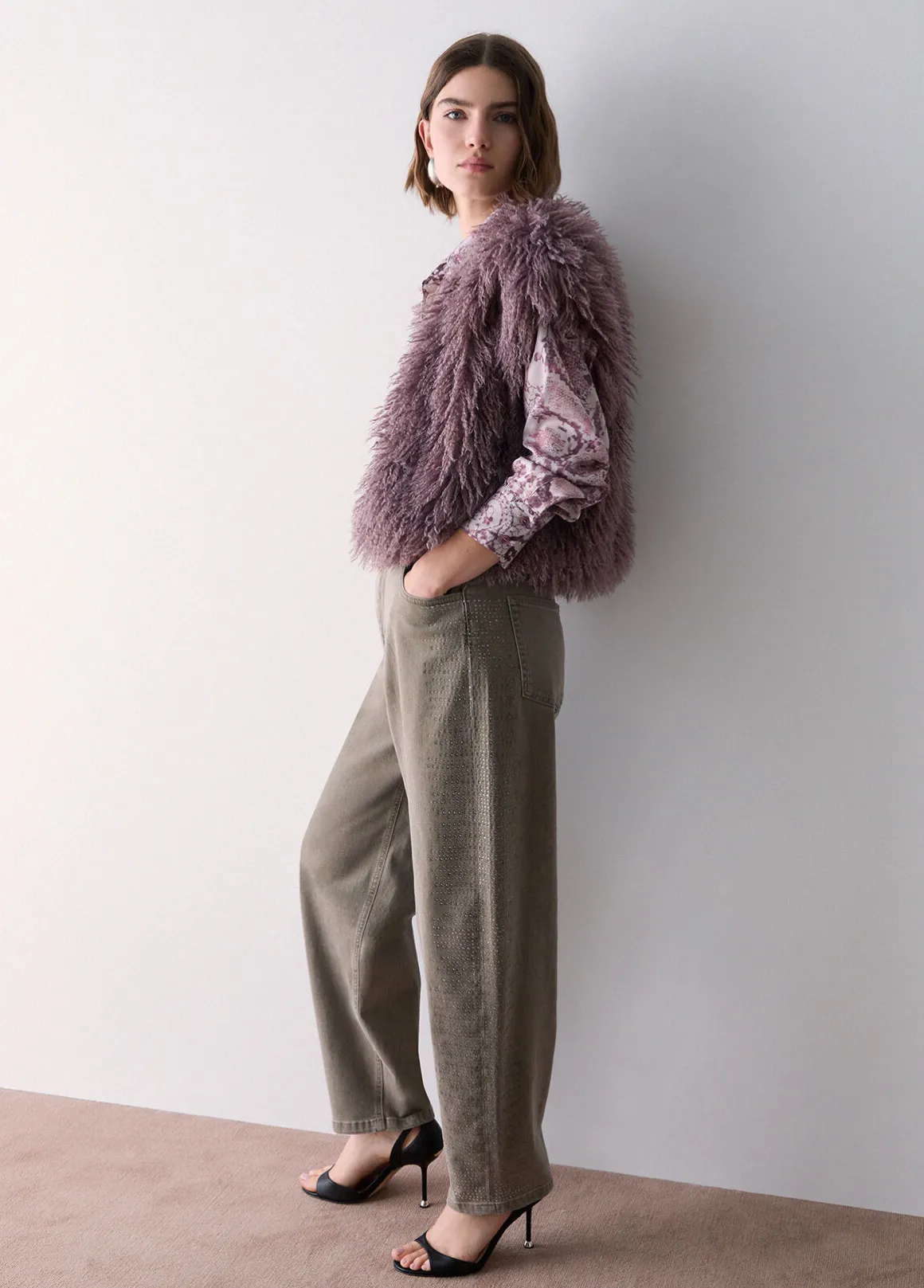 Pantaloni balloon con micro-strass