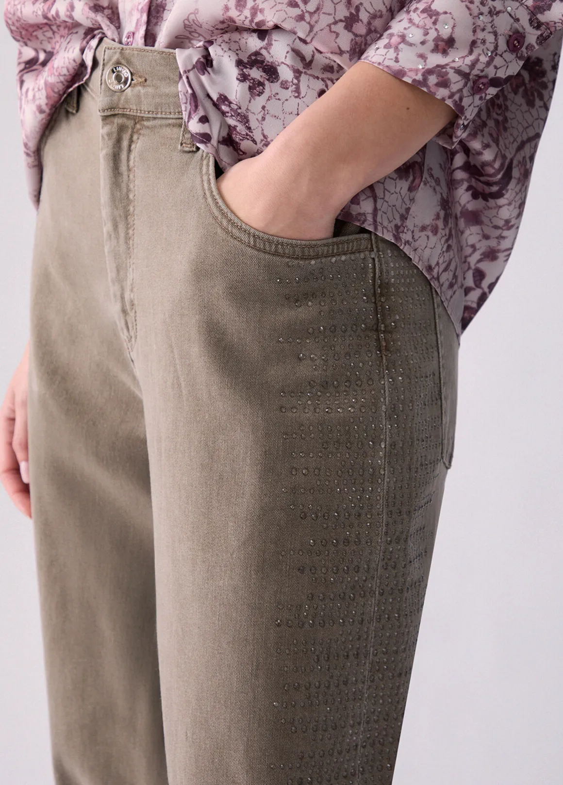 Pantaloni balloon con micro-strass