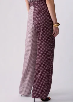 Pantaloni bicolor in twill