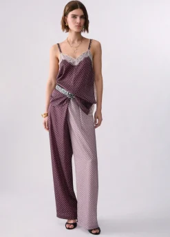 Pantaloni bicolor in twill