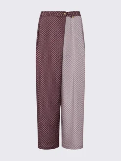 Pantaloni bicolor in twill