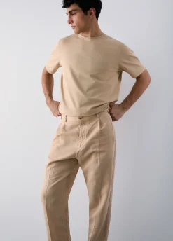 Pantaloni chino in misto lino