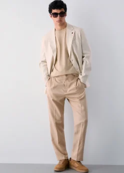 Pantaloni chino in misto lino