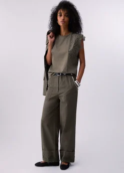 Pantaloni con dettaglio macramè
