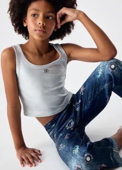 Pantaloni con stampa denim