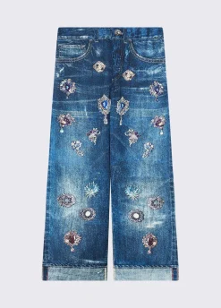 Pantaloni con stampa denim