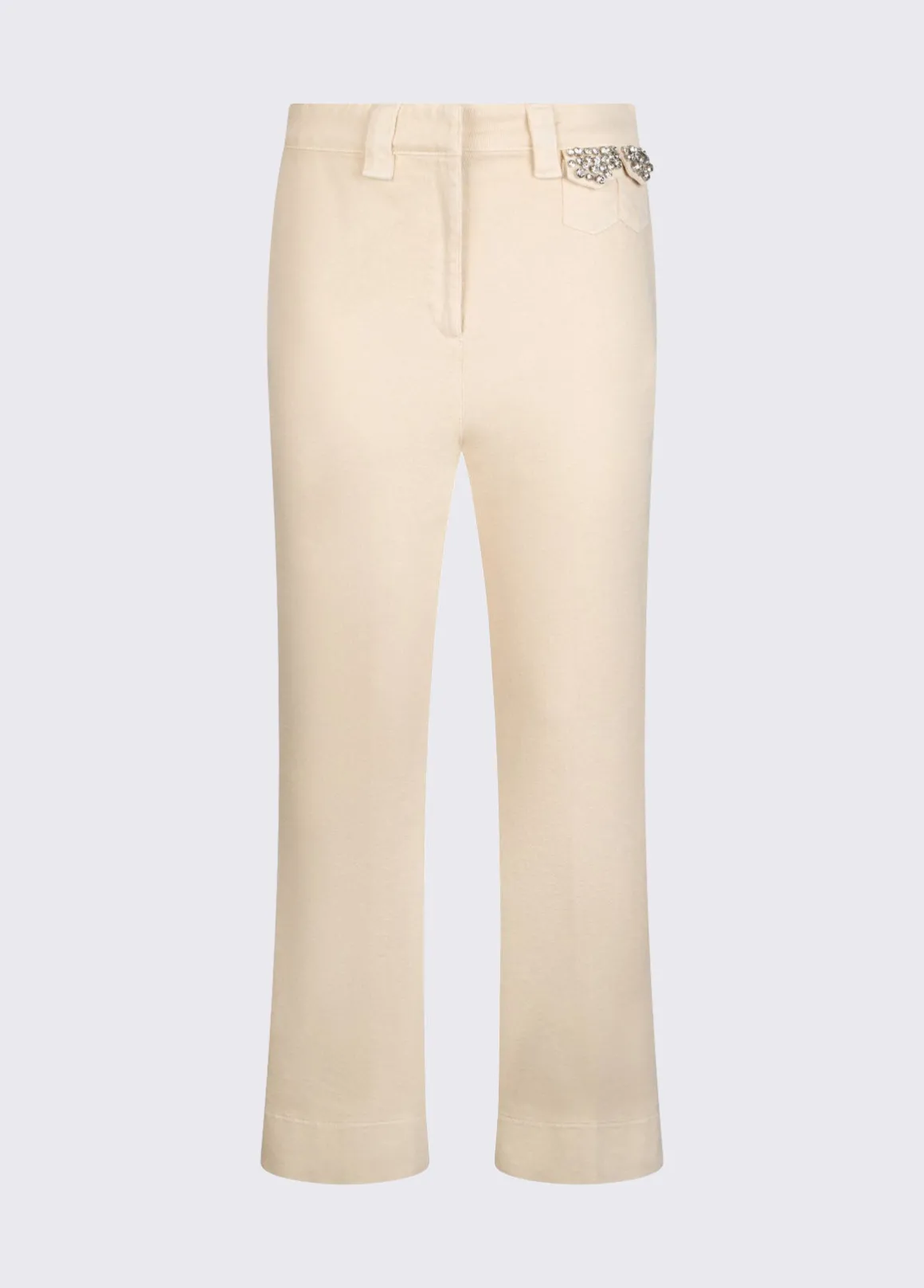 Pantaloni cropped con ricami gioiello