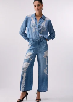 Pantaloni flare con stampa digitale