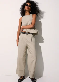 Pantaloni flare in popeline