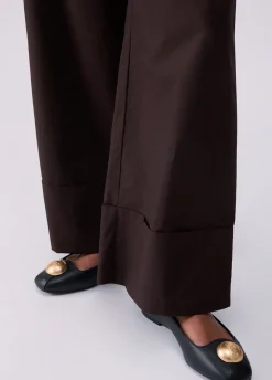 Pantaloni flare in popeline