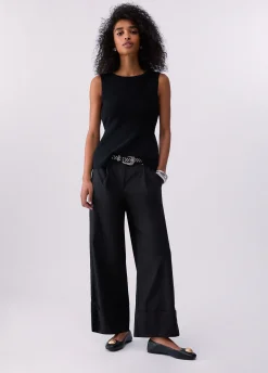 Pantaloni flare in popeline