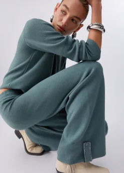 Pantaloni in maglia con perline
