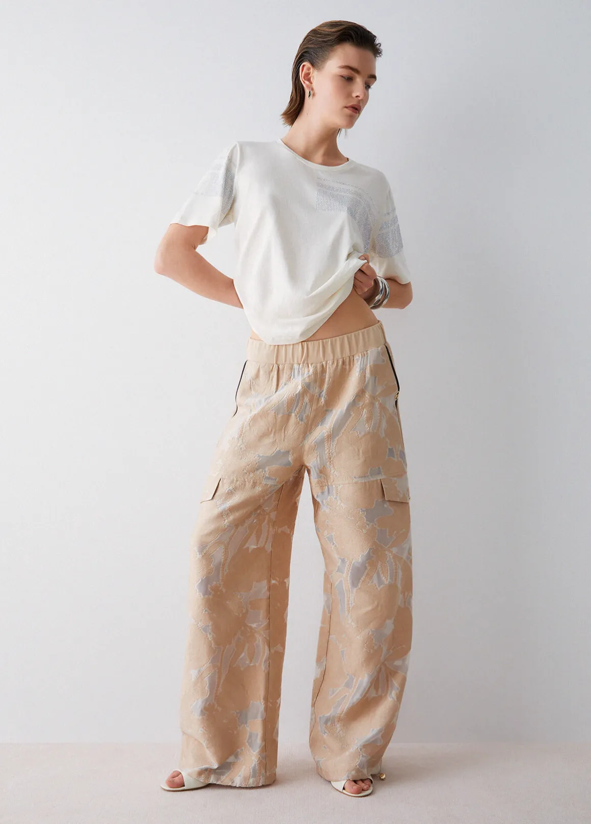 Pantaloni in organza jacquard