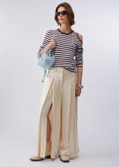 Pantaloni in raso con spacchetti