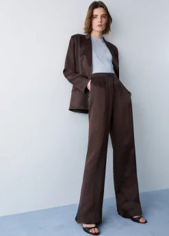 Pantaloni in raso con spacchetti
