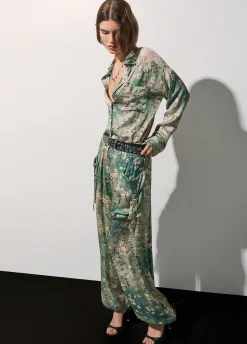 Pantaloni in raso stampato