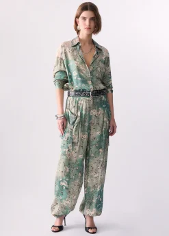 Pantaloni in raso stampato