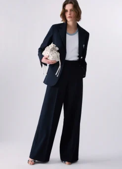 Pantaloni palazzo con doppio cintone