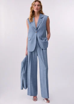 Pantaloni palazzo in tessuto mélange