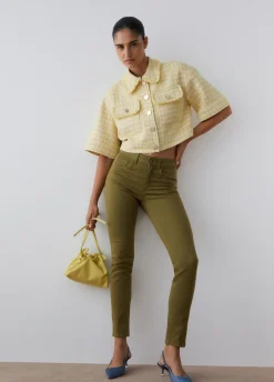 Pantaloni skinny a vita alta