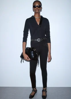 Pantaloni skinny con ricamo gioiello