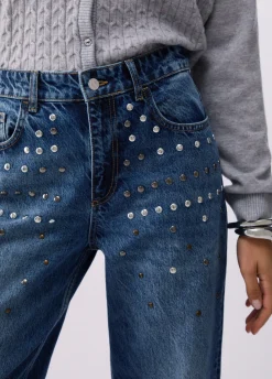 Pantaloni straight con borchie