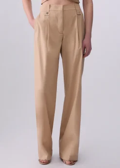 Pantaloni straight in popeline