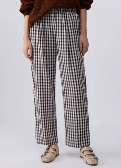 Pantaloni vichy in misto lino