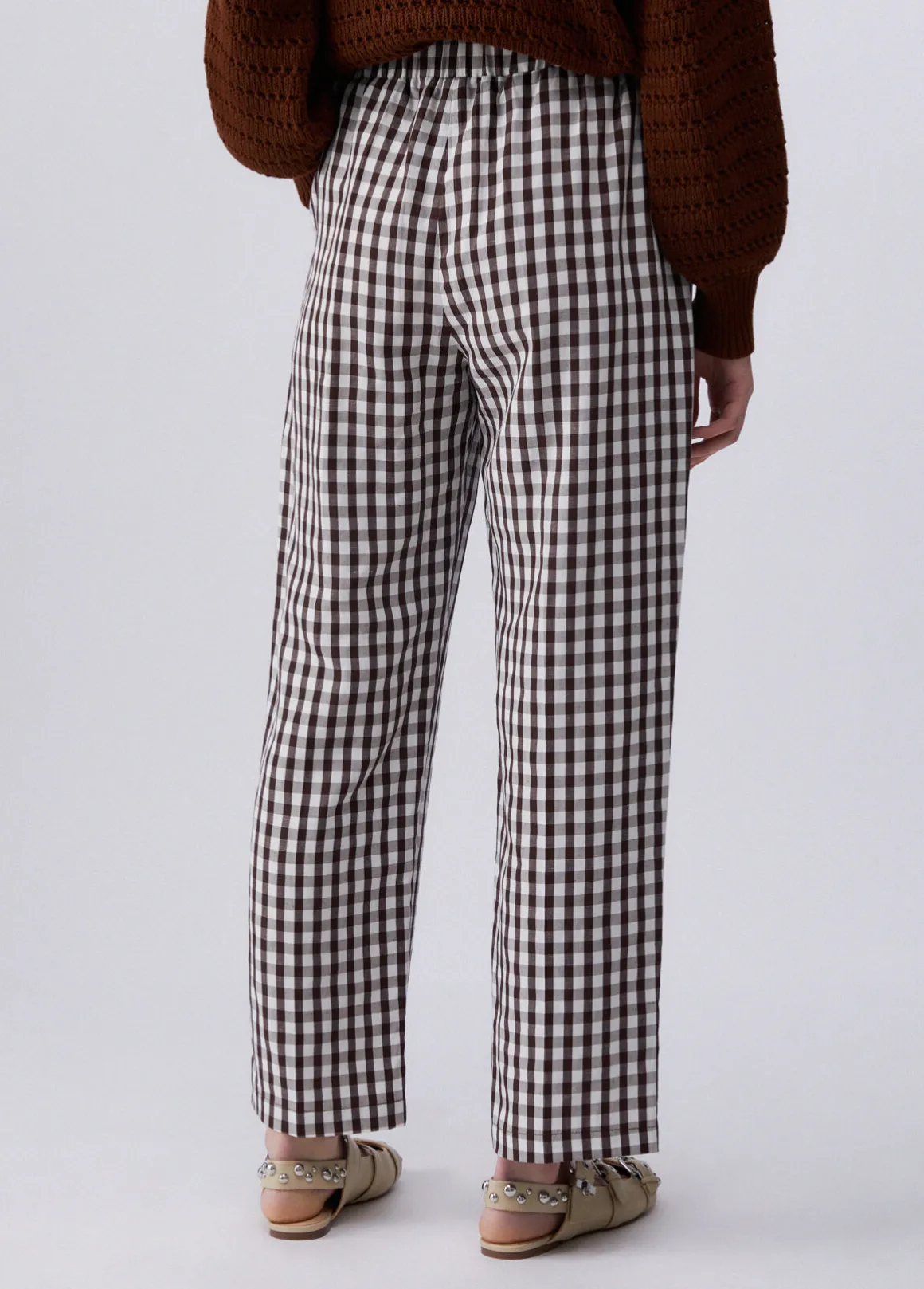 Pantaloni vichy in misto lino