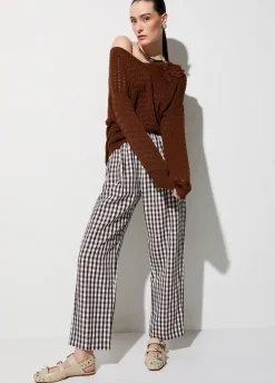 Pantaloni vichy in misto lino