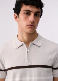 Polo a righe in misto seta