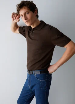 Polo in maglia misto seta