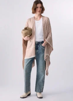 Poncho con logo jacquard