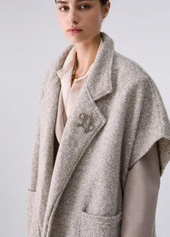Poncho lungo jacquard