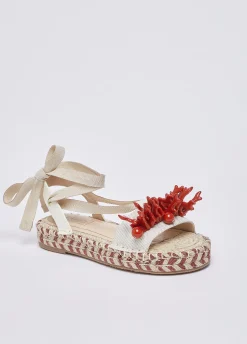Sandali in corda con corallo