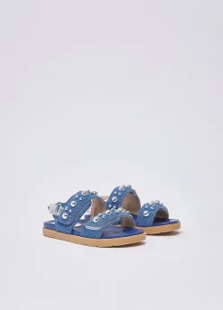 Sandali in denim con borchie