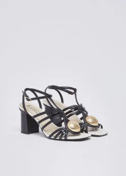 Sandali in pelle con tacco largo