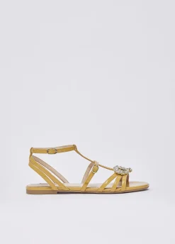 Sandali in vernice con logo gioiello
